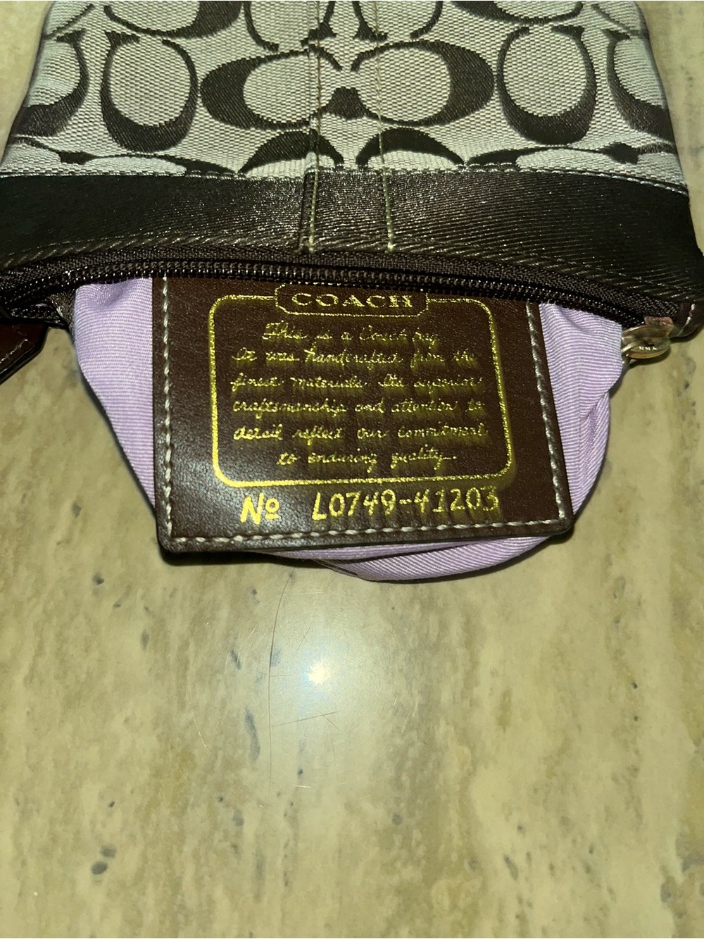 Coach Signature Canvas Brown Wristlet - Picture 10 of 11